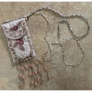 Vtg Wayne M Kleski Beaded Embroidered Sequin Flapper Purse Crossbody Fringe READ
